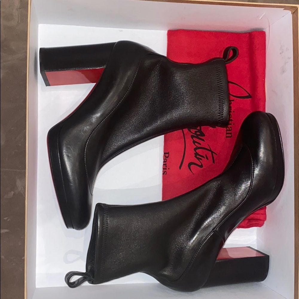 Brand new Christian Louboutin black heeled boots